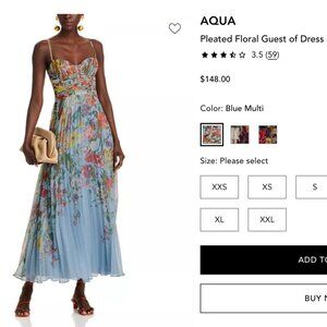 AQUA - Pleated Floral Guest of Dress (Blue Multi)